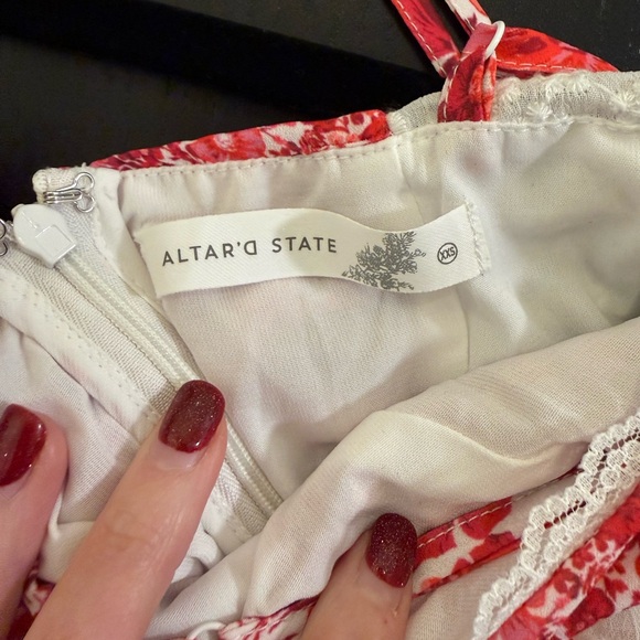Altar'd State Red and White Floral Dress - Picture 2 of 2